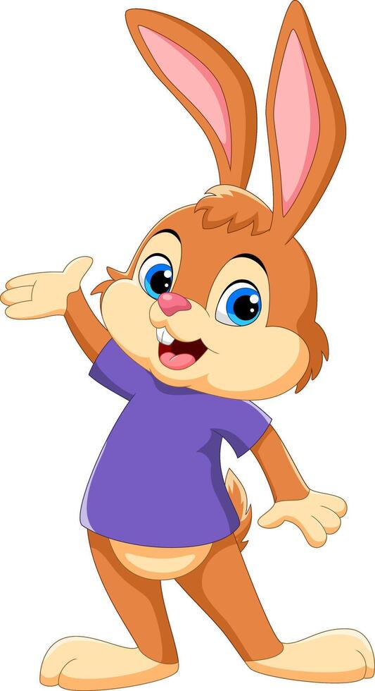 Cartoon cute rabbit isolated on white background vector