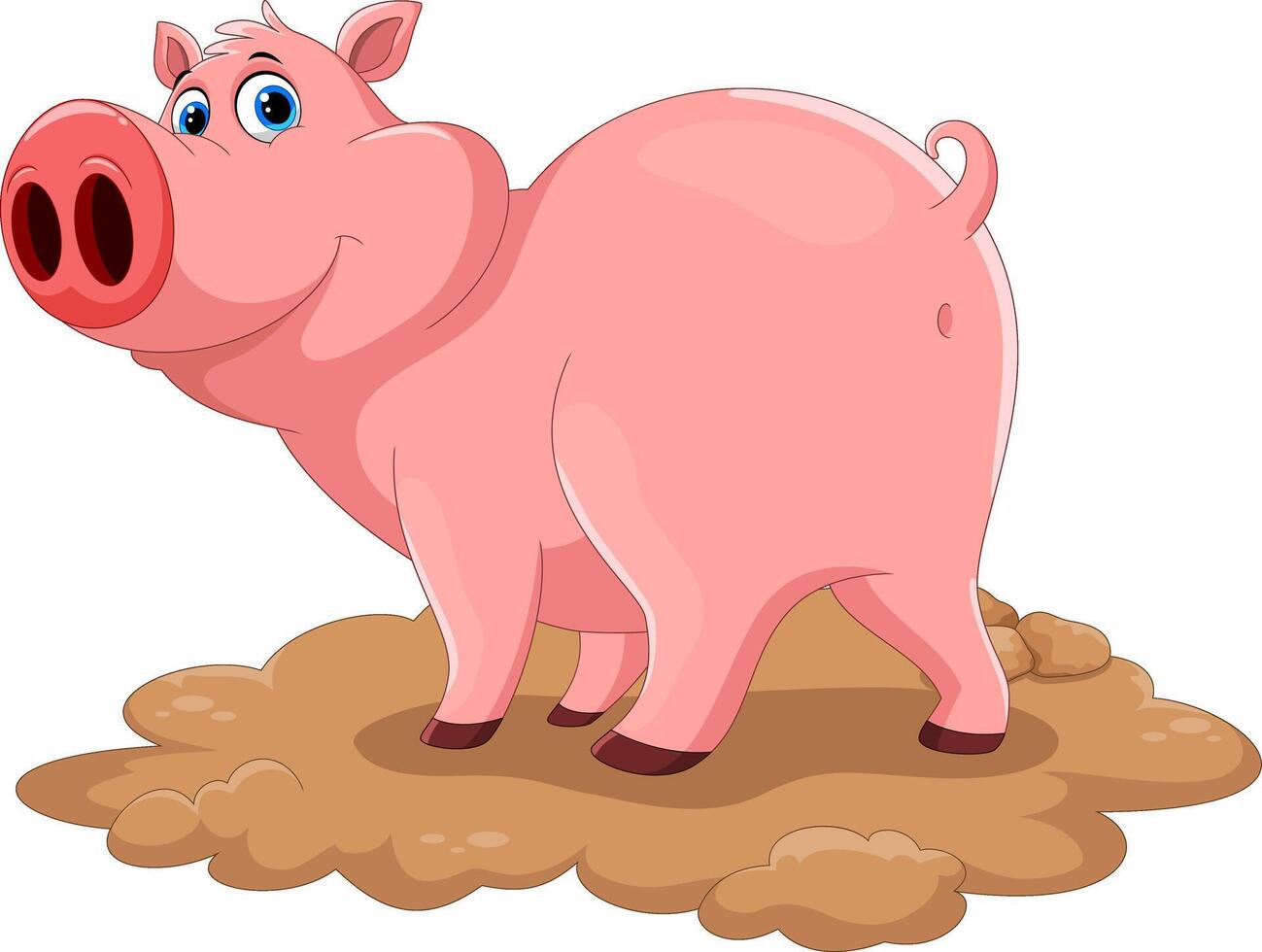 Cartoon funny pig on white background vector