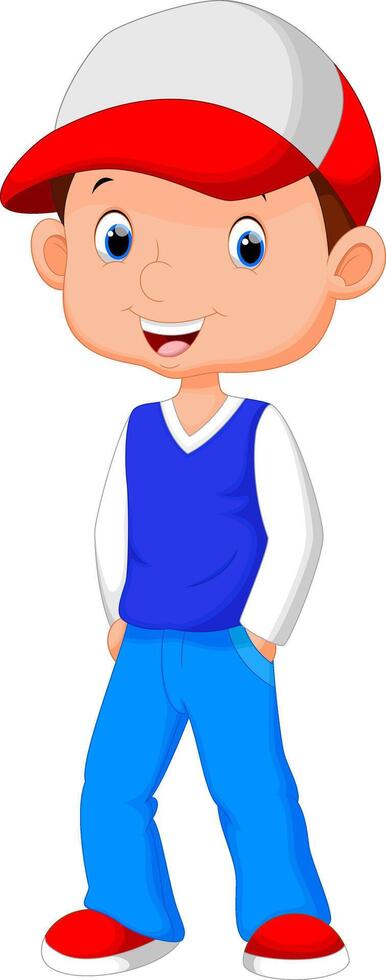 Cartoon boy wearing a hat vector