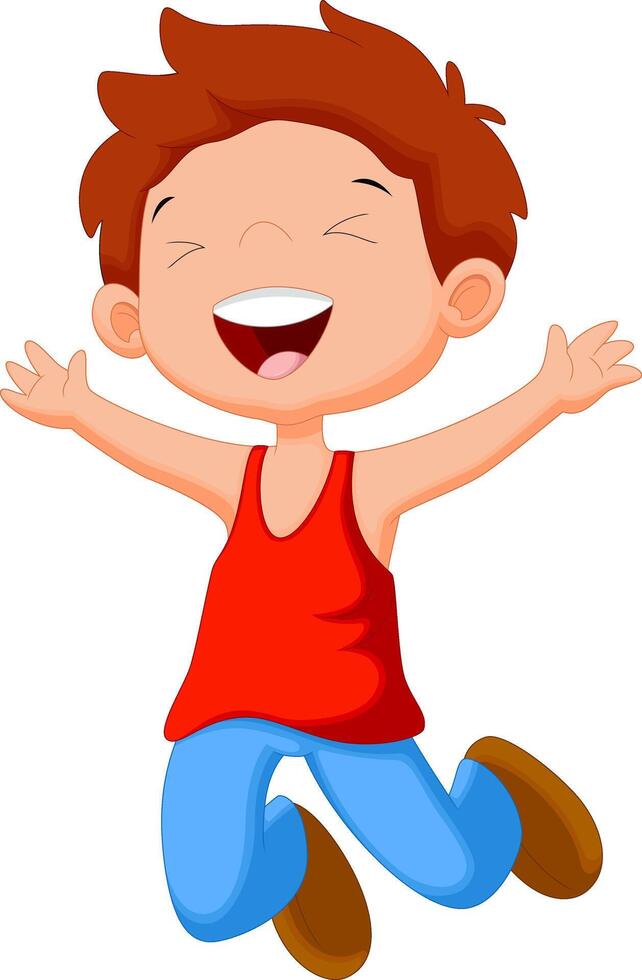 Happy child jumping on white background vector