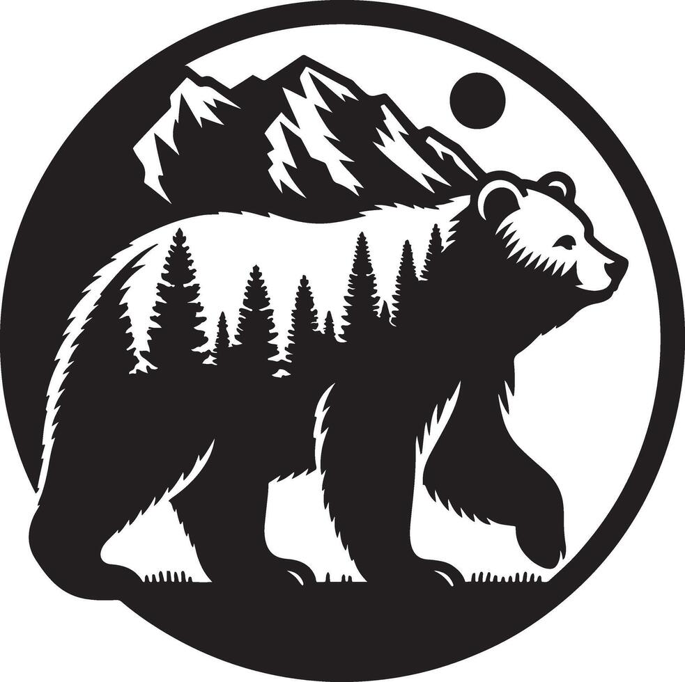 Bear silhouette with white background vector