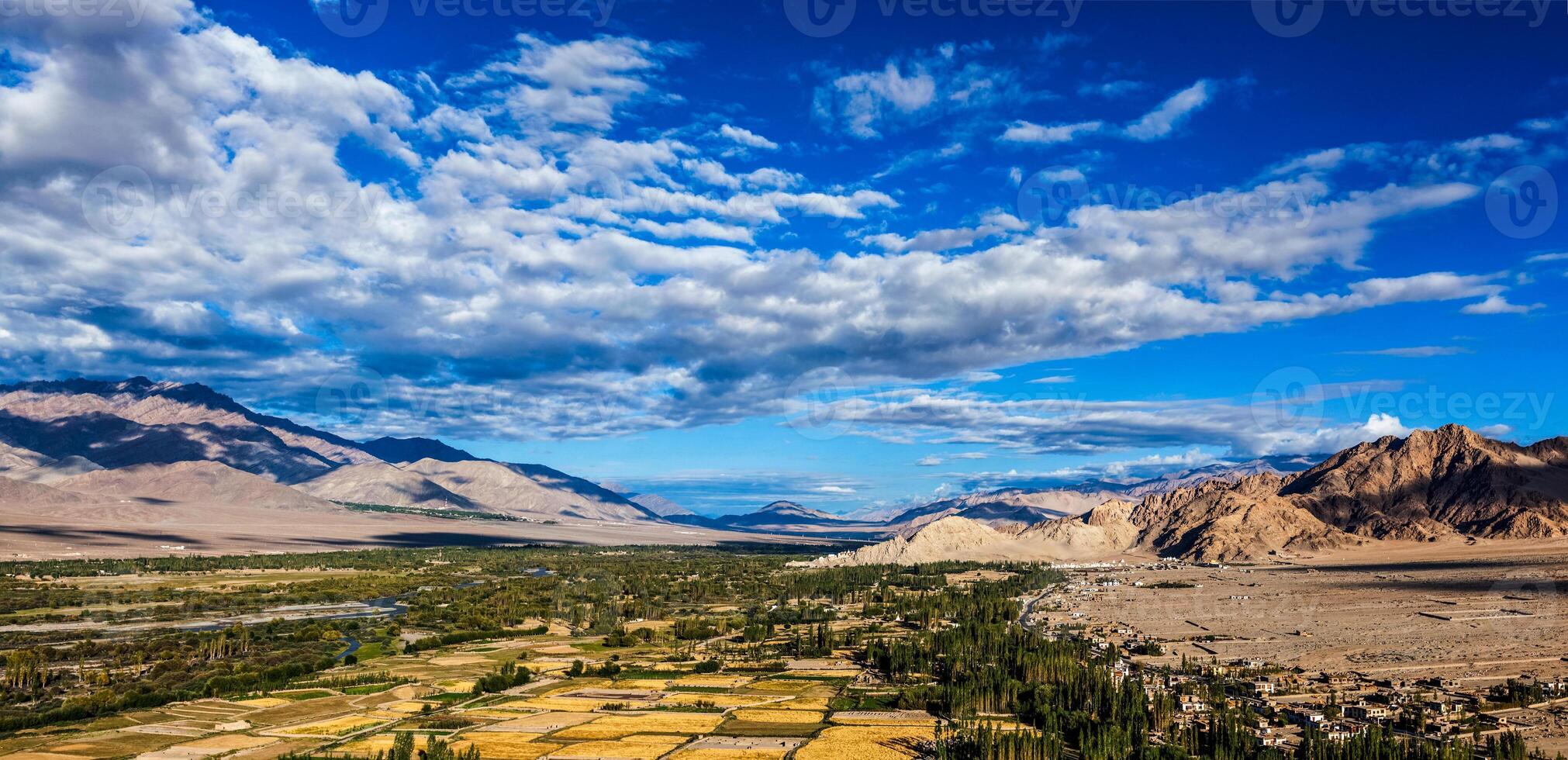 Panorama of Indus valley. Ladakh, India photo