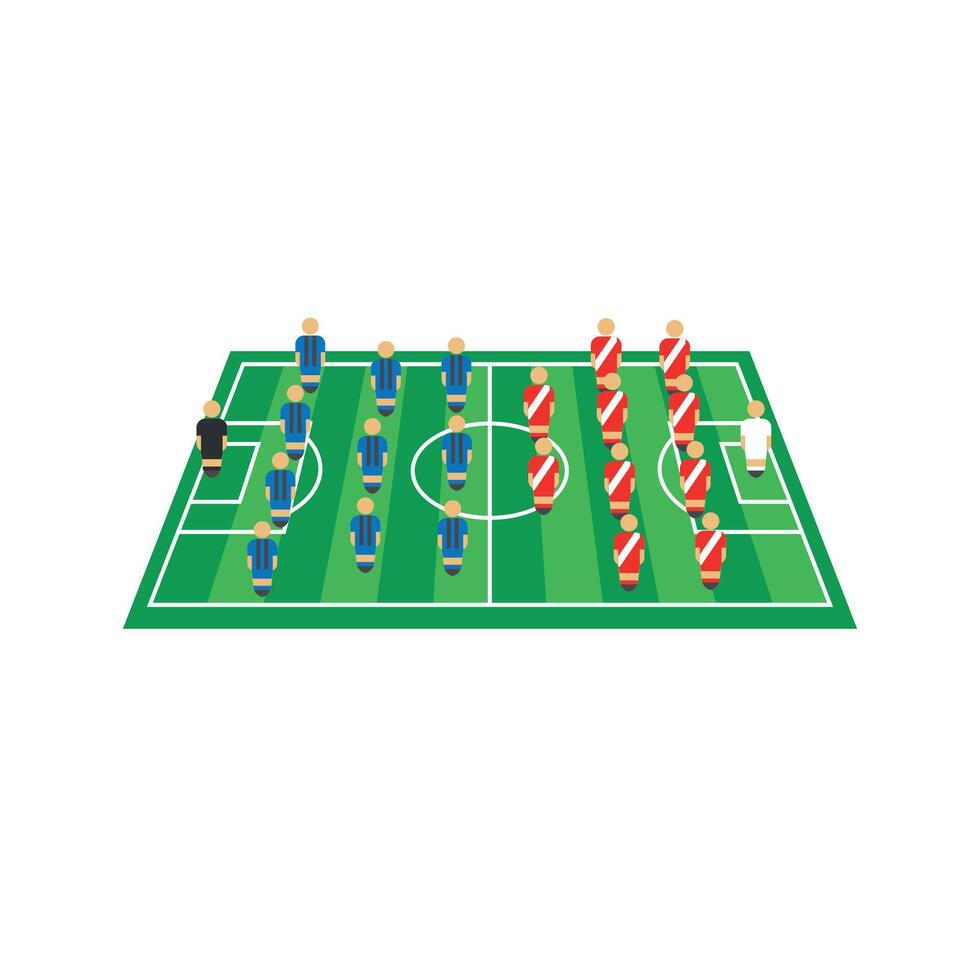 illustration of 4 3 3 and 4 4 2 football trick formations. vector