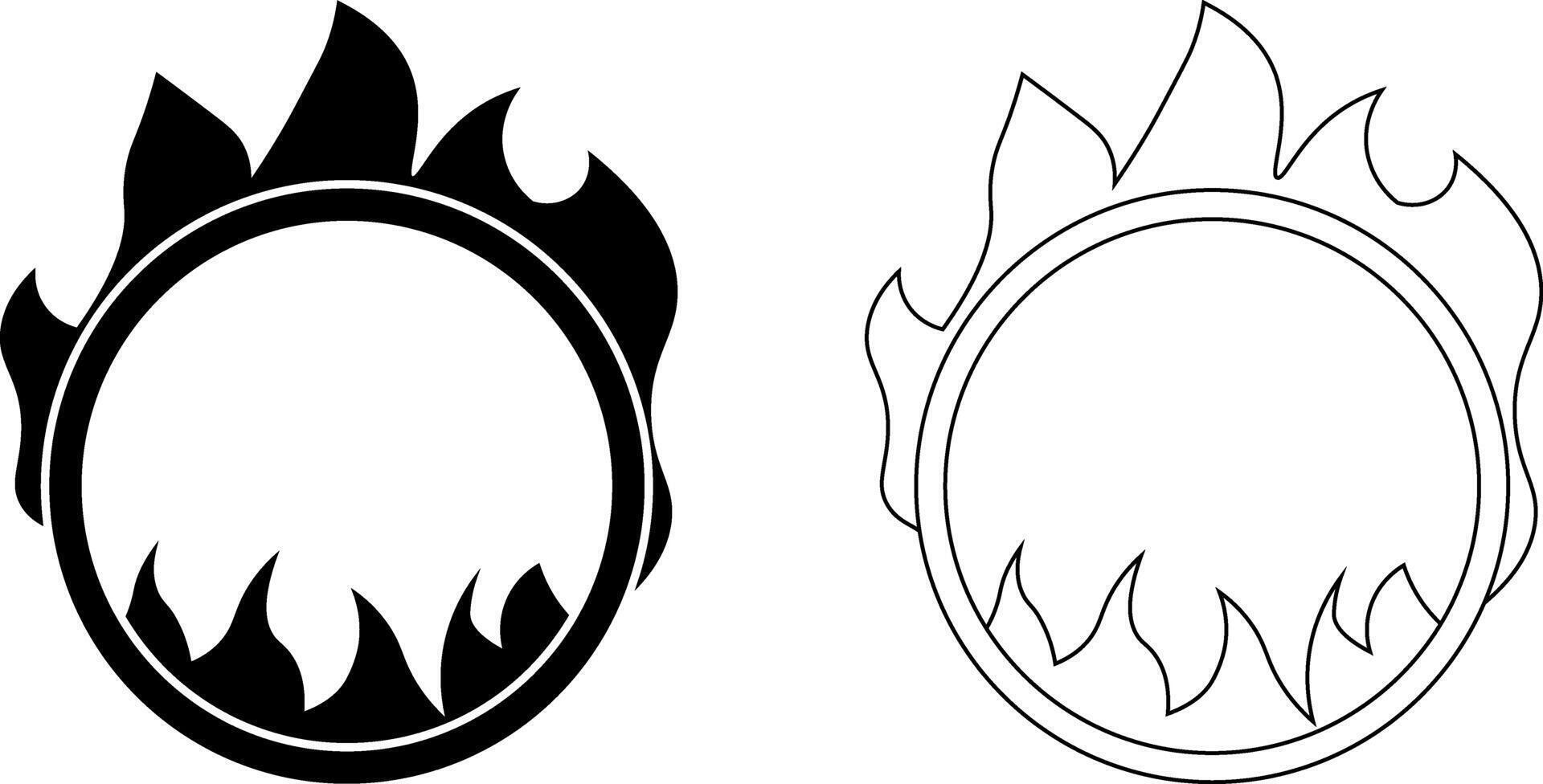 circus fire ring icon set vector