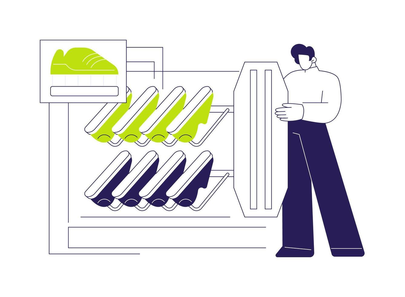 Assembling a sneaker with the sole abstract concept illustration. vector