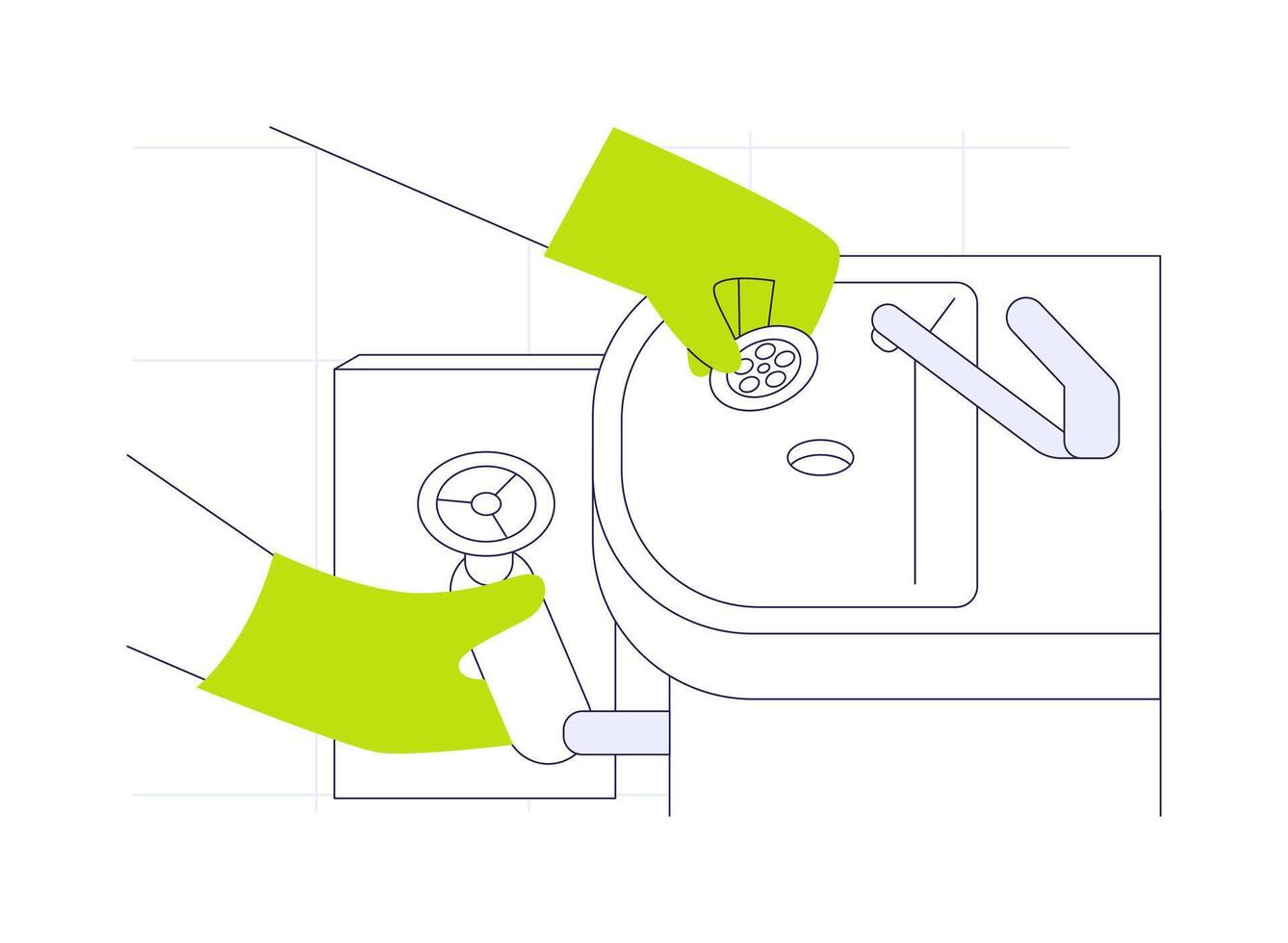 Sinks and toilets installation abstract concept illustration. vector