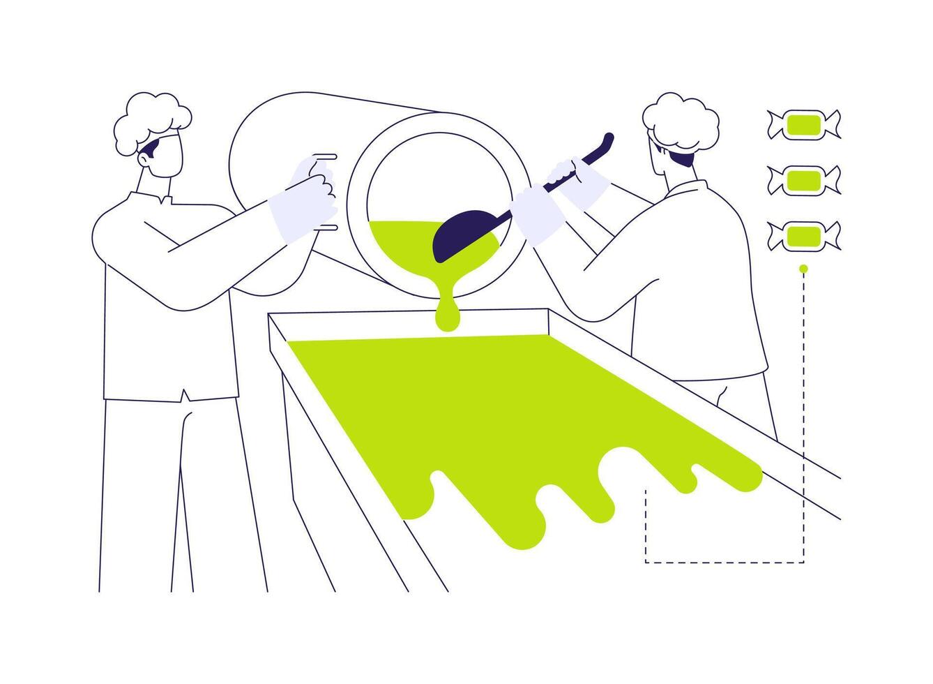 Candy cooling table abstract concept illustration. vector