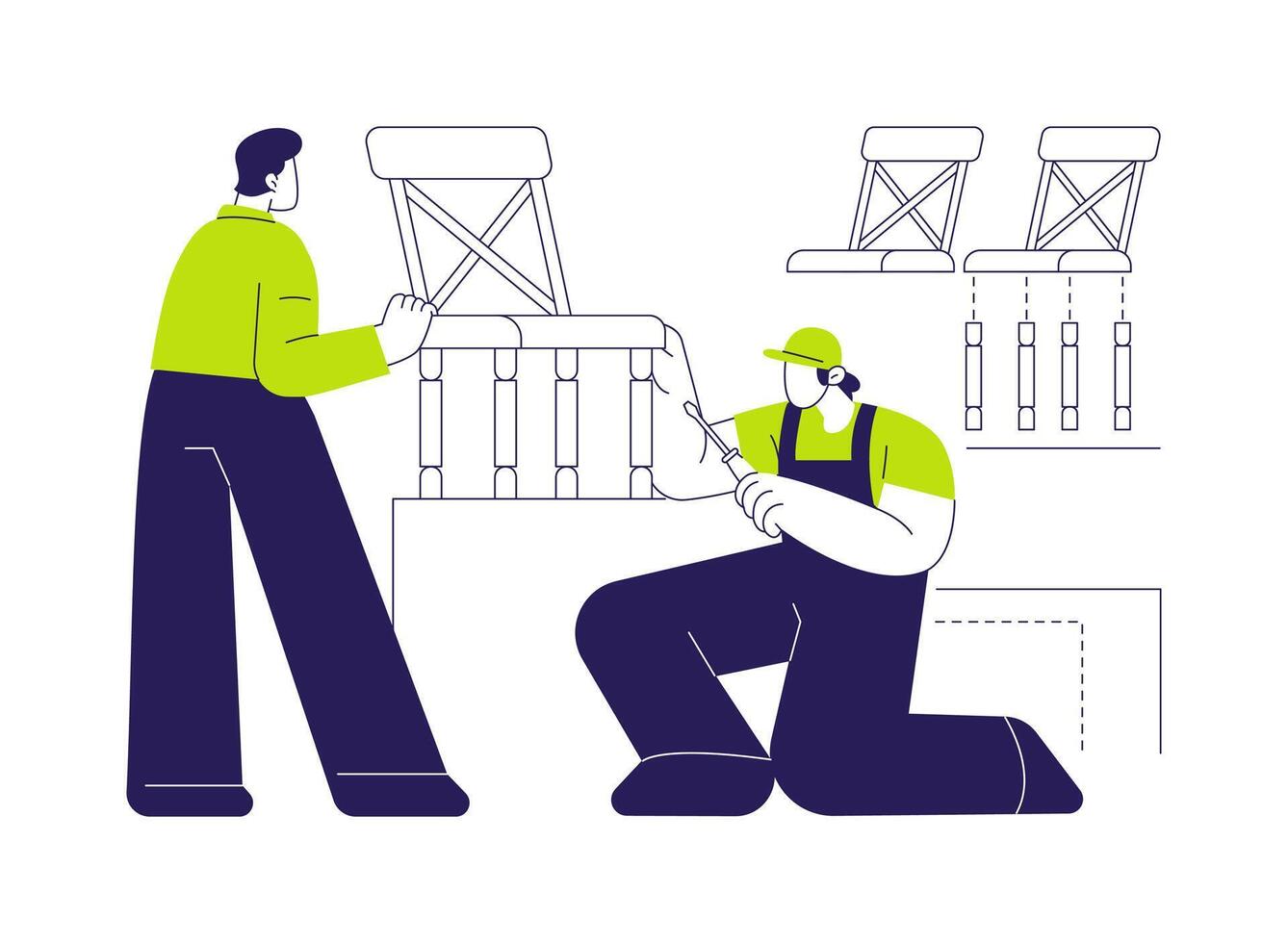 Furniture assembling abstract concept illustration. vector