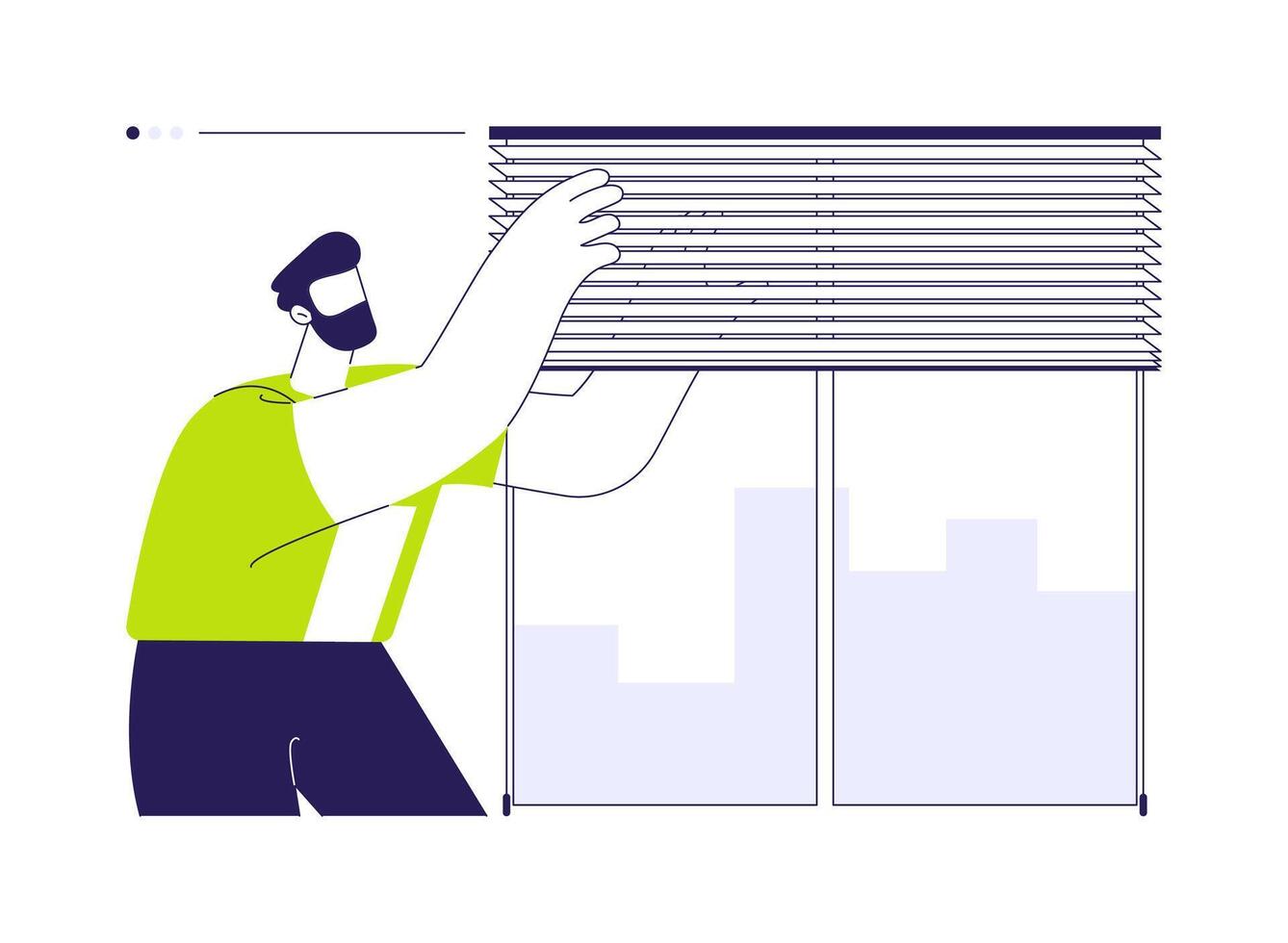 Hanging blinds abstract concept illustration. vector
