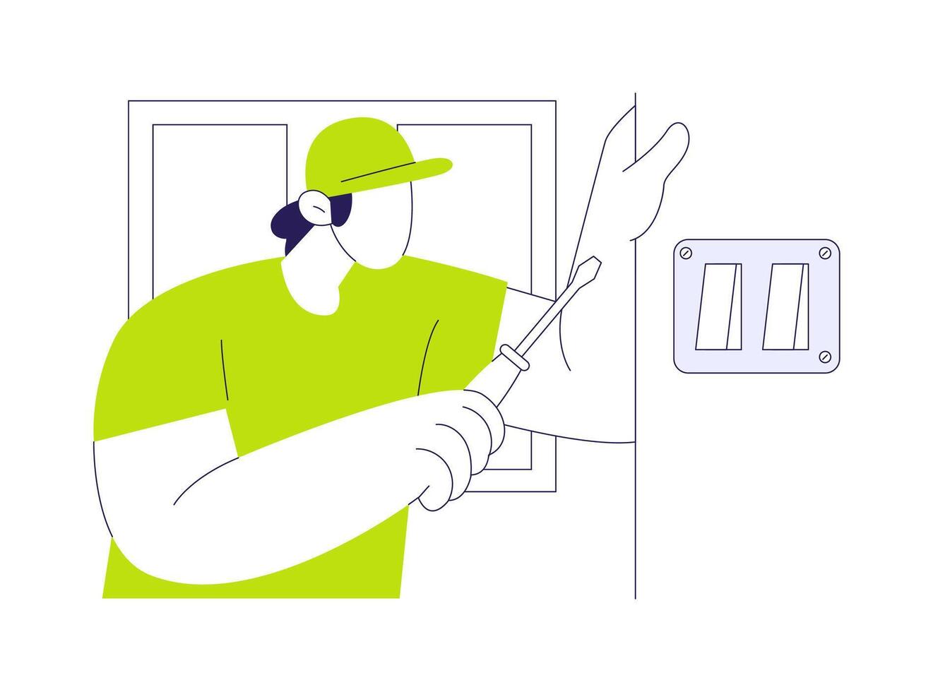 Light switches installation abstract concept illustration. vector