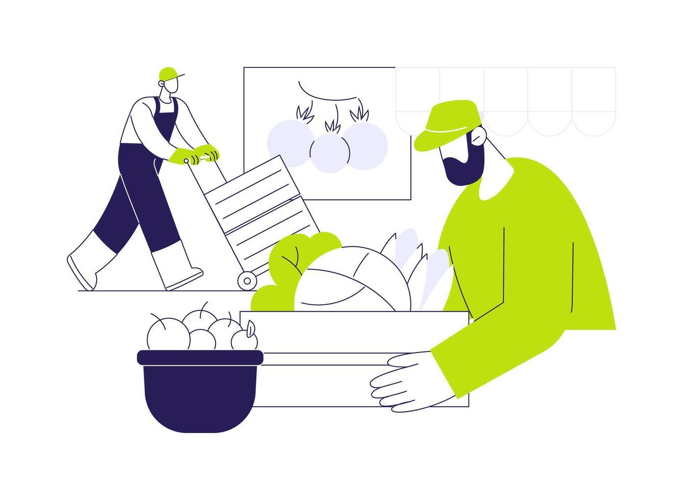 Wholesale fruit market abstract concept illustration. vector