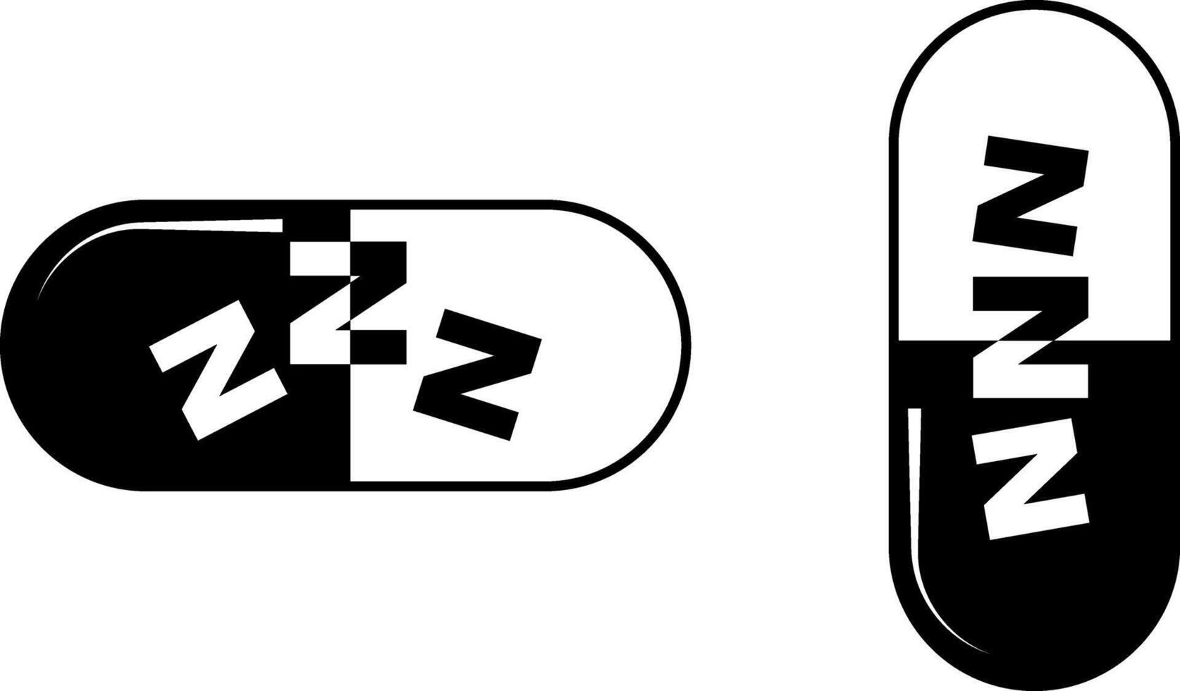 black white sleeping pill icon set vector