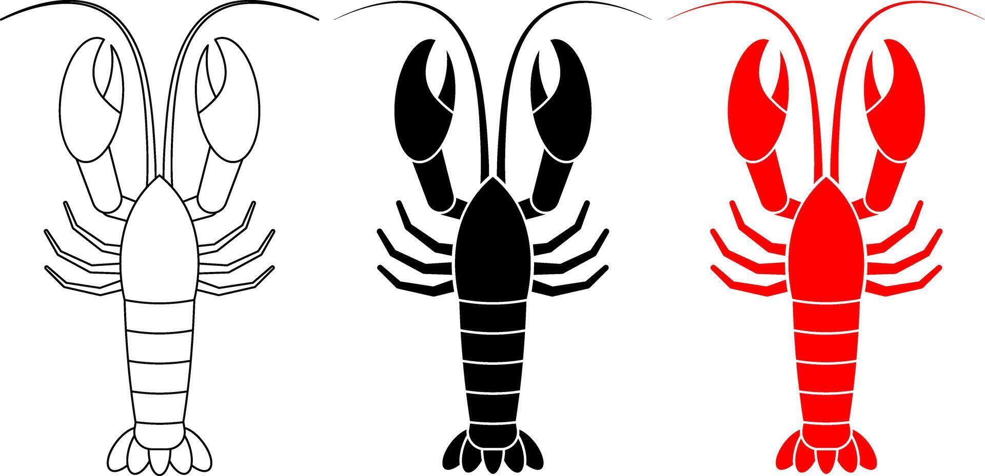 top view lobster icon set vector