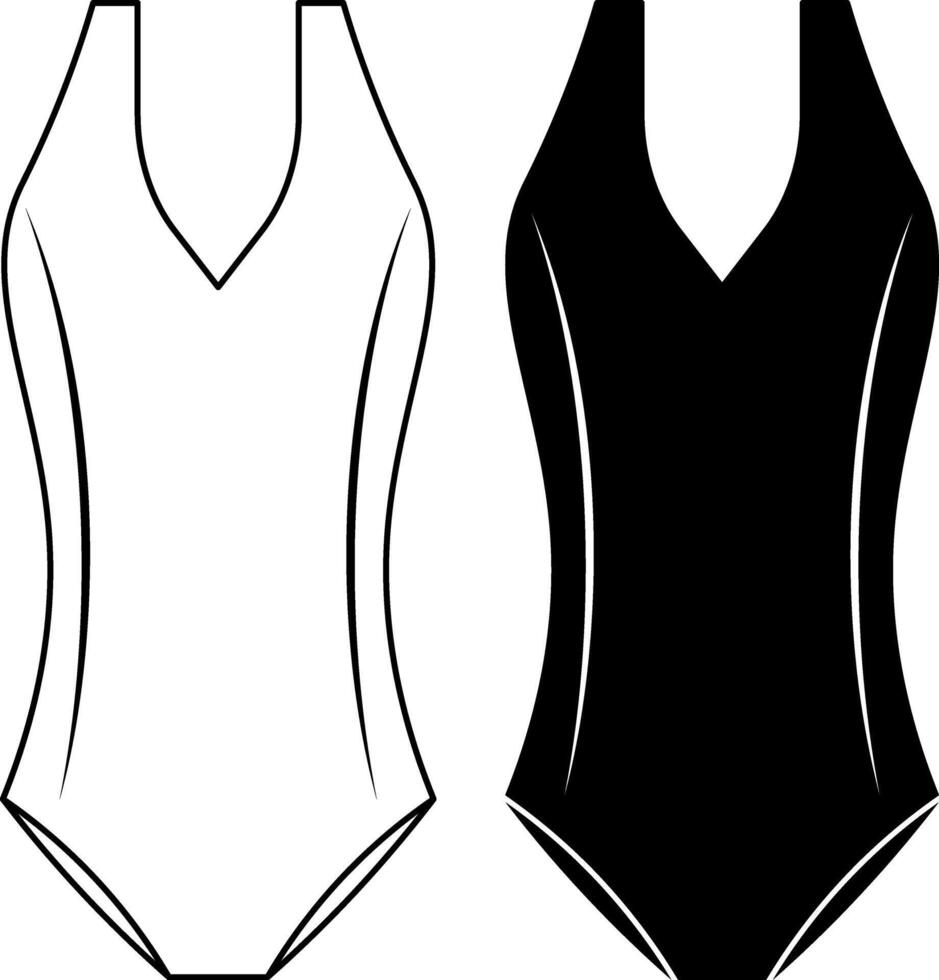 outline silhouette swimming suit icon set vector