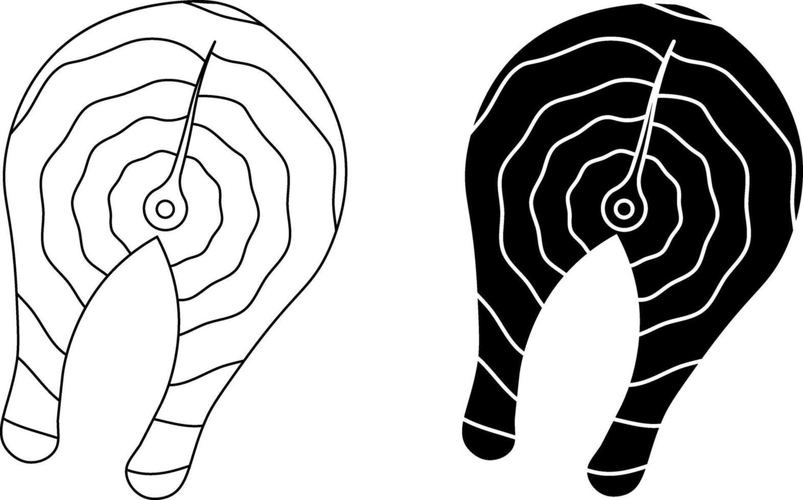 outline silhouette fish steak icon set vector