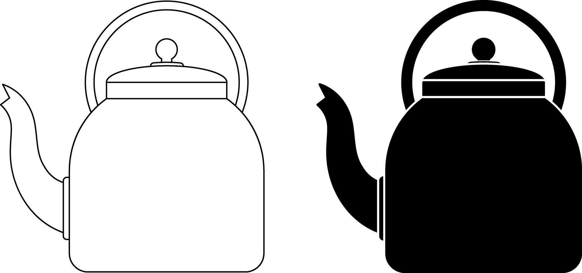 side view kettle icon set vector