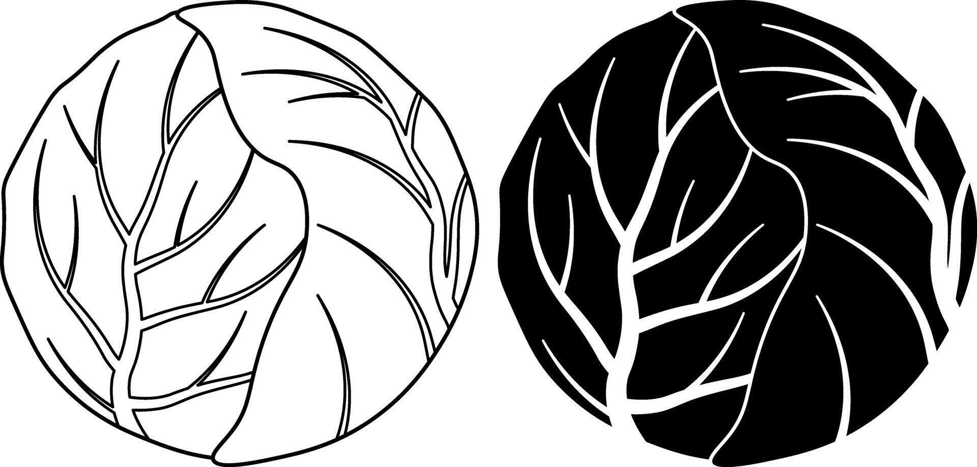 outline silhouette cabbage icon set vector