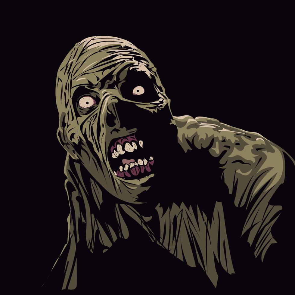 Zombie illustration isolated on black background. Scary halloween zombie. vector
