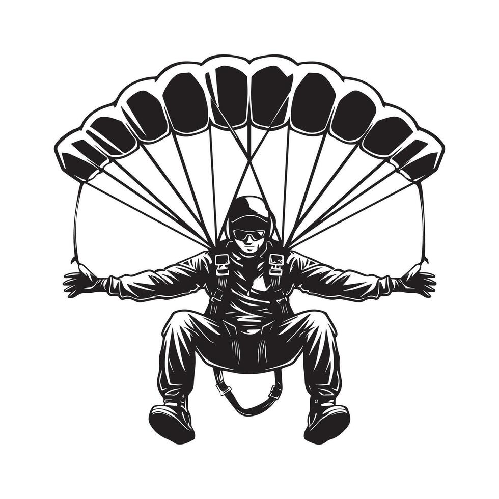 Skydiver with parachute extreme sport illustration Stock Image and Design on white background vector