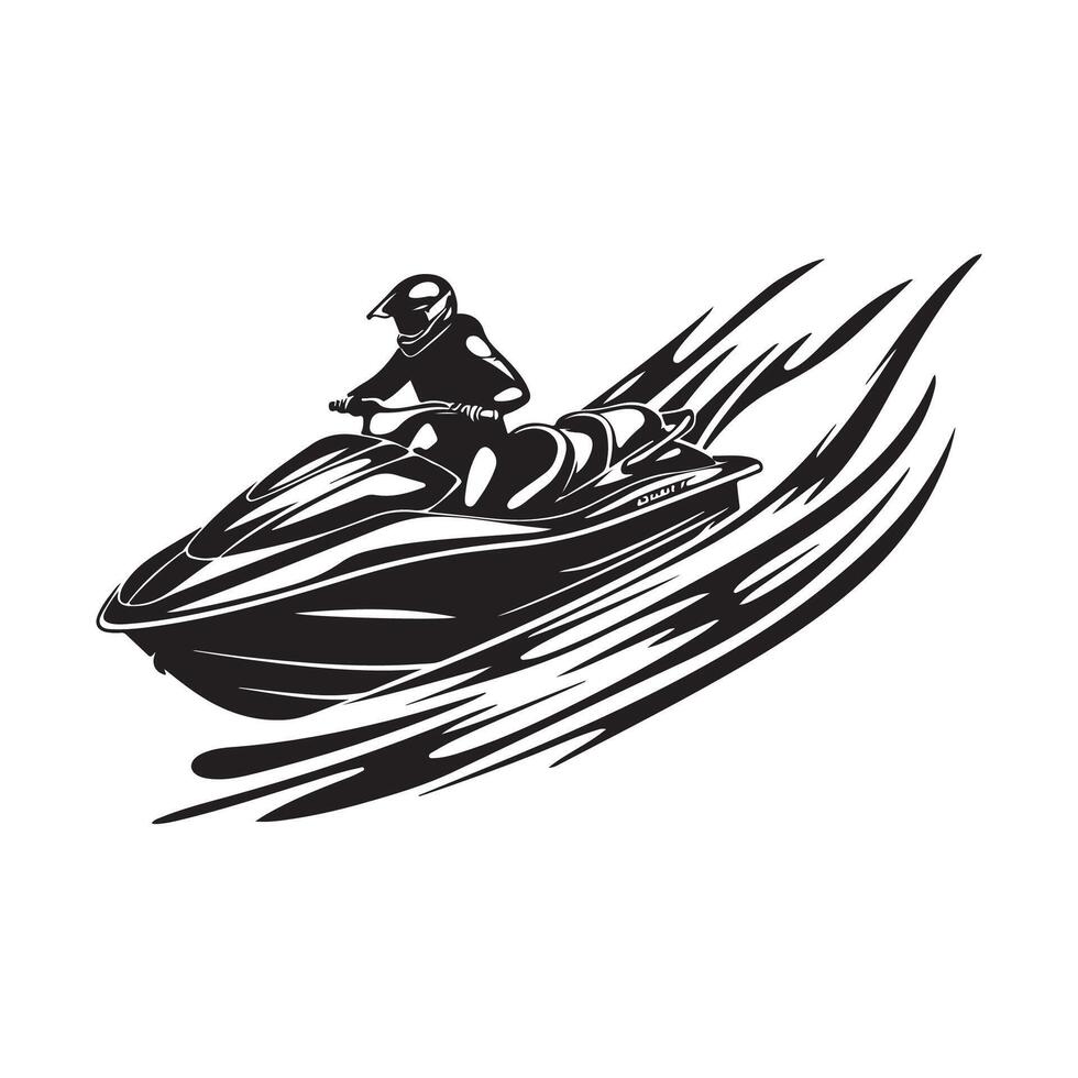 Jet Ski Silhouette logo, design, Art, Icons, and Graphics isolated on white background vector