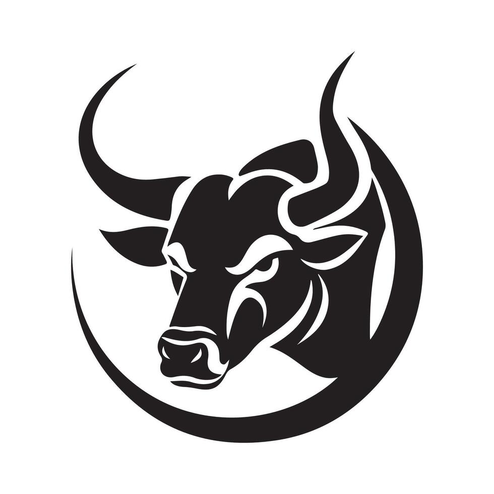 Bull On Circle Shape Bull Logo Stock image vector