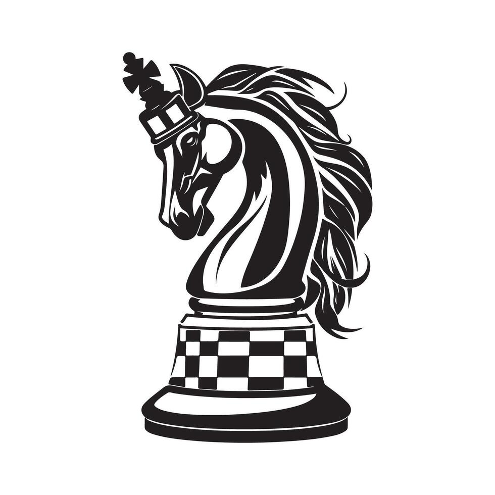 Horses Knight Chess Black Illustration Logo Design vector