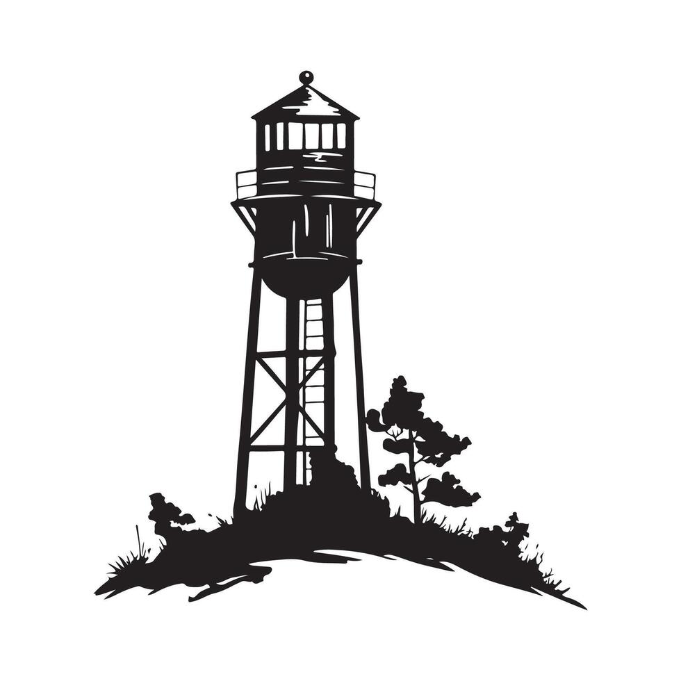 Water tower silhouette image on white background Stock Design Image vector