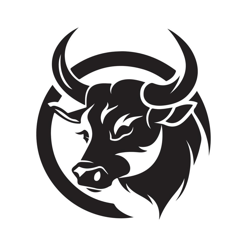 Black Bull Circle Logo Design Inspiration Stock design vector
