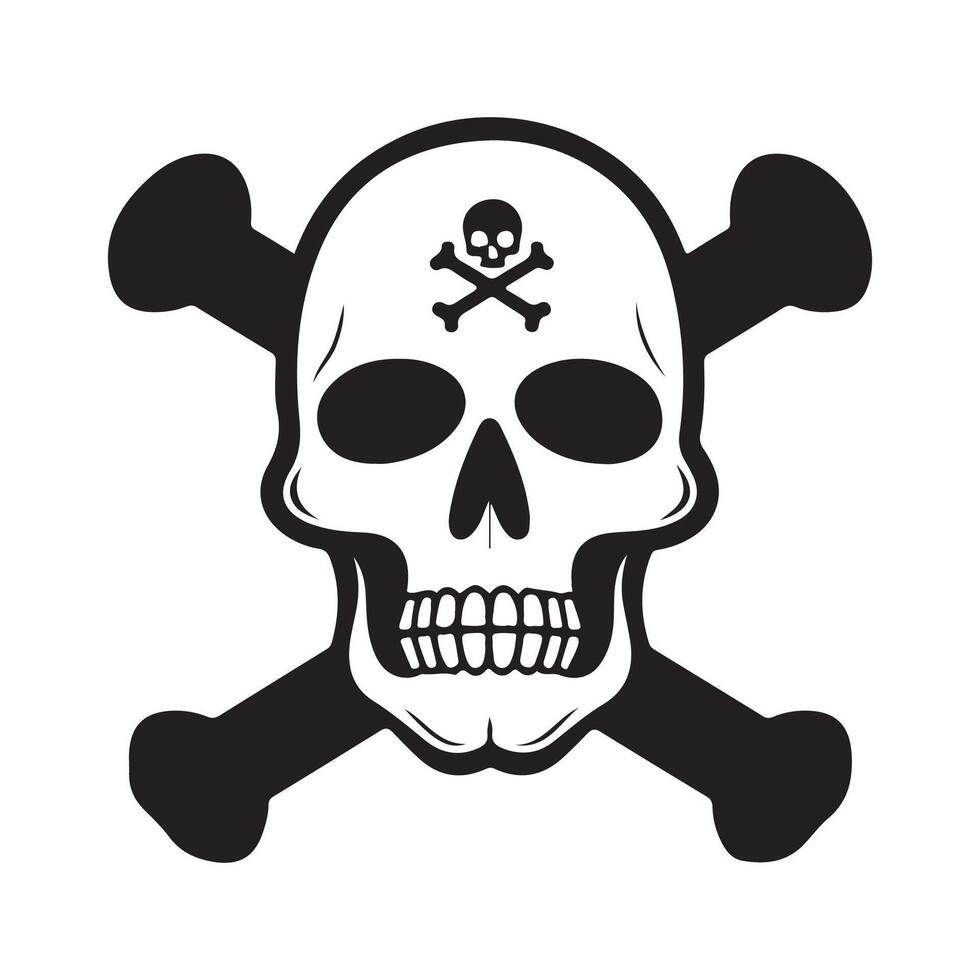 Skull and Crossbones logo Icon design on White Background vector