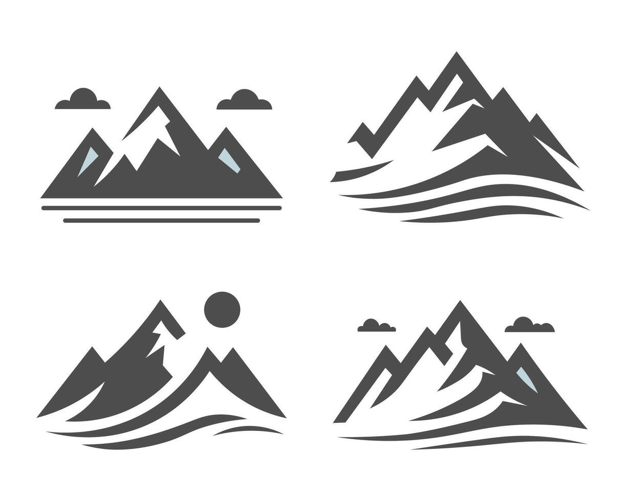 Set of Mountain Silhouette. Mountain Icon Shape Set for Logo. vector