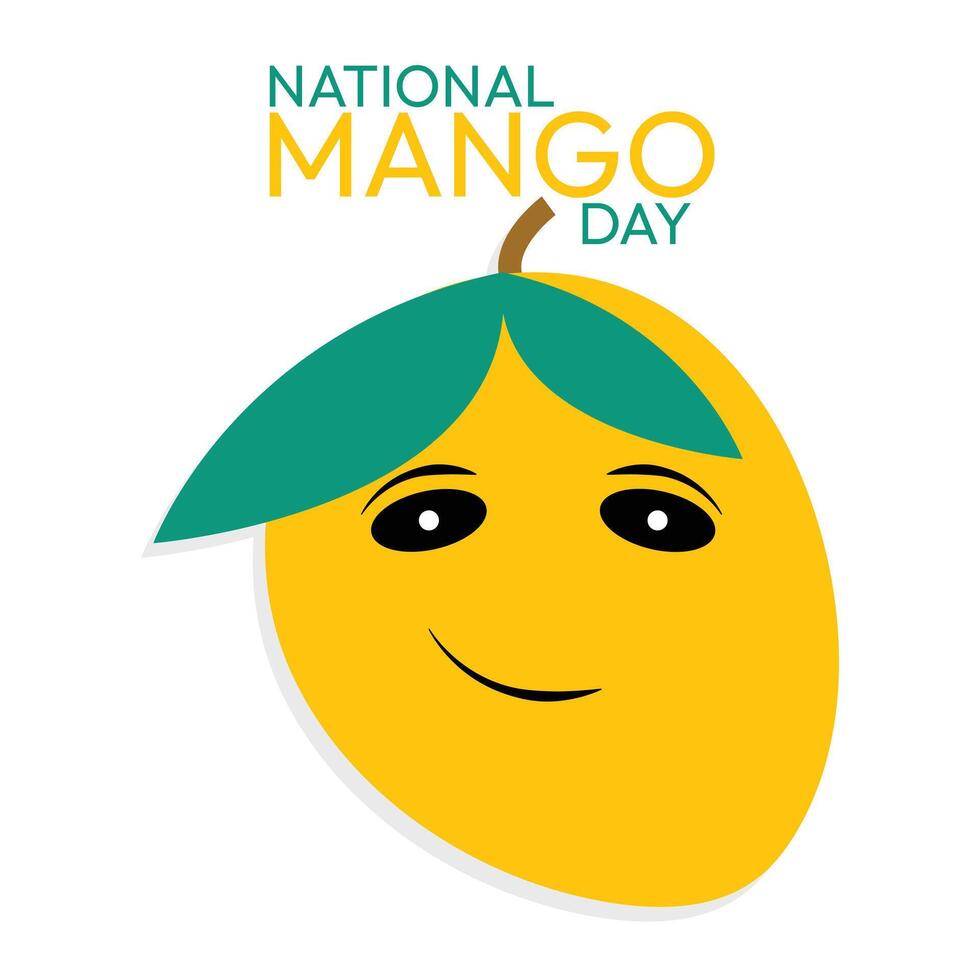 National mango day illustration, mango fruit with cute face mango day on white background. vector