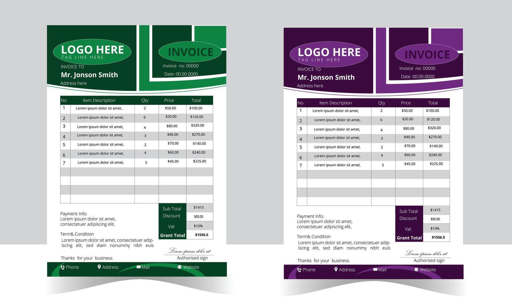 Professional Invoice Designs to Impress Your Clients vector