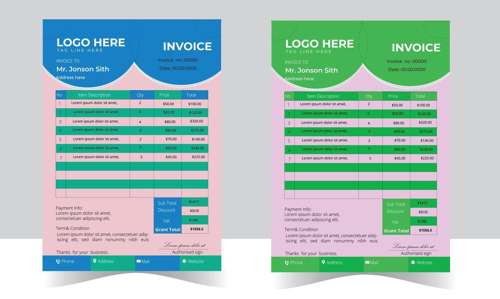 Professional Invoice Designs to Impress Your Clients vector
