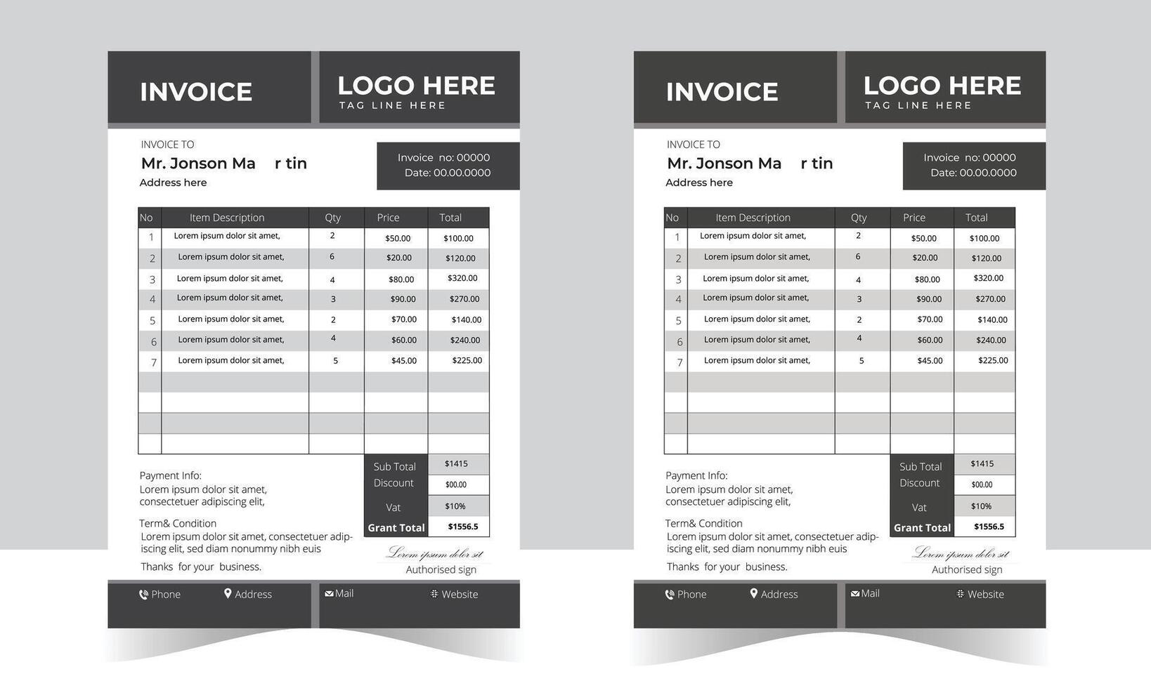 Modern corporate invoices design vector