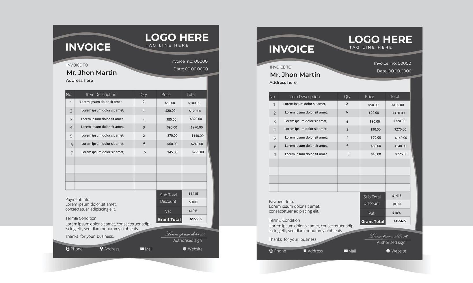 Professional Invoice Designs to Impress Your Clients vector