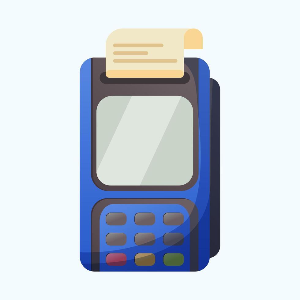 edc machine, payment method, credit card reader with receipt flat illustration vector