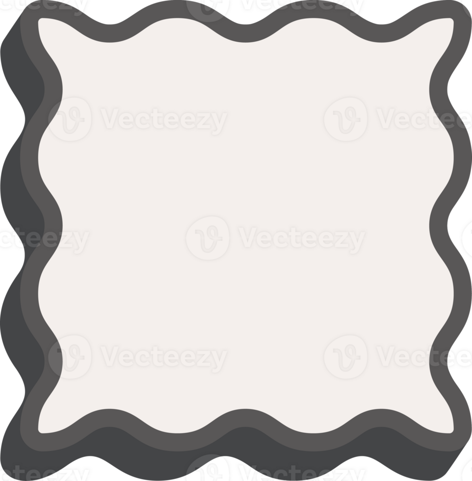 Wavy rectangle frame. Scallop edge box. Outline squiggle border. Groovy zigzag abstract shape. Cute square aesthetic banner. Retro art. png