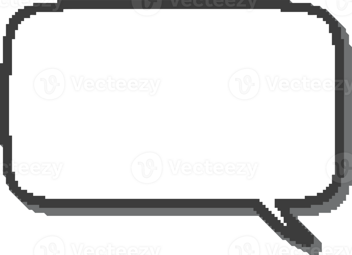 Pixel speech bubble for game design and chart. Retro chat box for dialog comment and messages. Conversation balloon shape. 8 bit cartoon element png