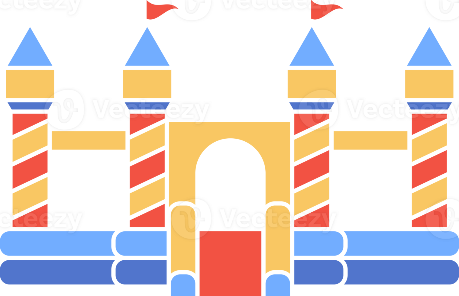 Bouncy castle color icon. Inflatable house trampoline with slide for jumping. Playground pictogram for kids zone amusement park and summer party. Inflated elastic equipment png