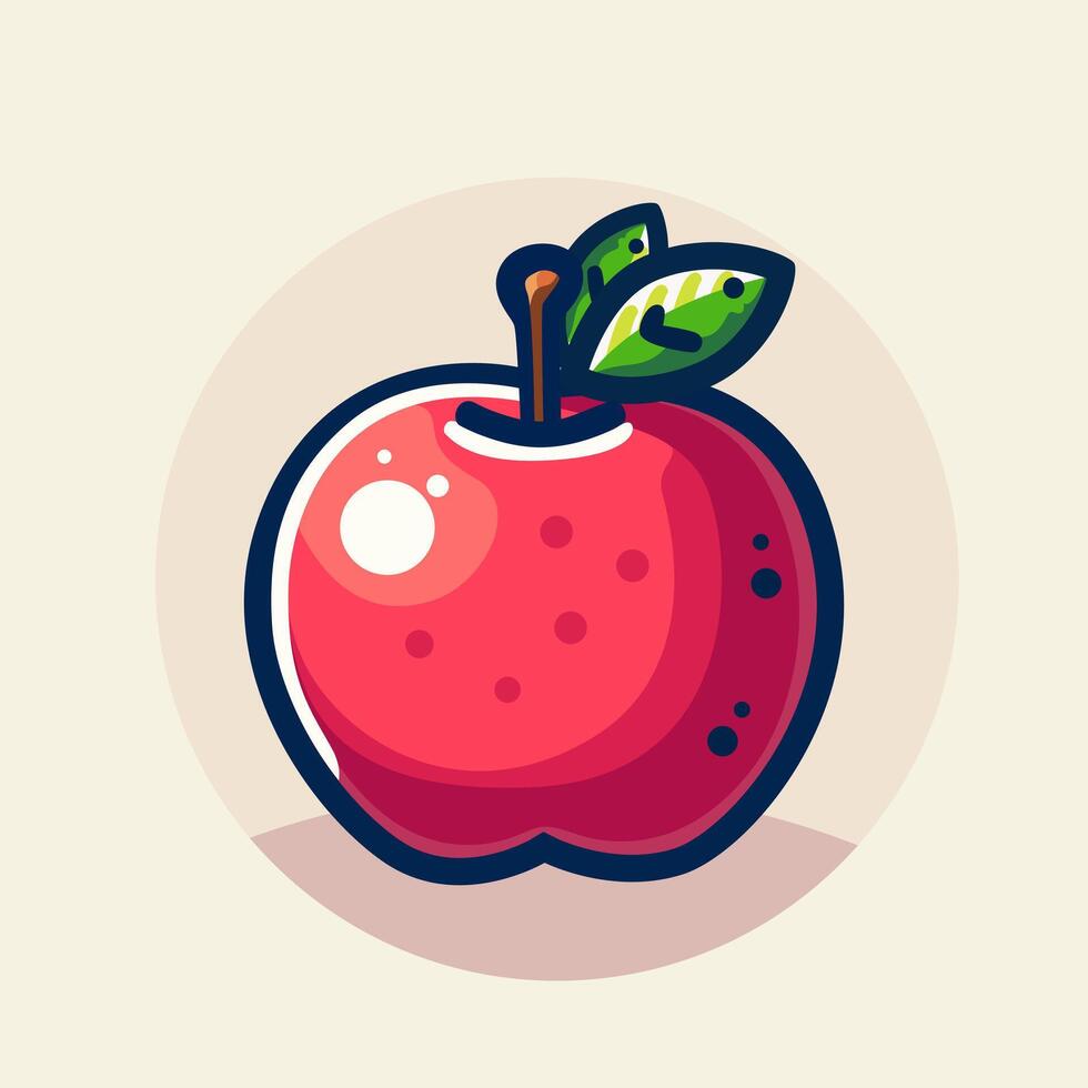 Simple Flat Style Apple Fruit Illustration. Enhance your visuals with this simple flat style apple fruit illustration. Perfect for clean, modern designs, it adds a touch of freshness and simplicity vector