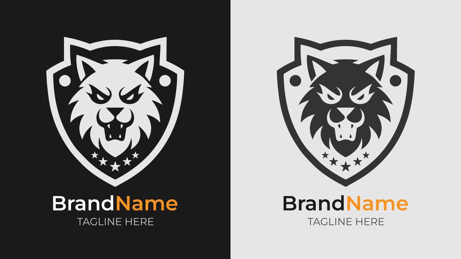 Dynamic monochrome shield logos featuring an angry cat head. Ideal for creating a strong, aggressive brand identity vector