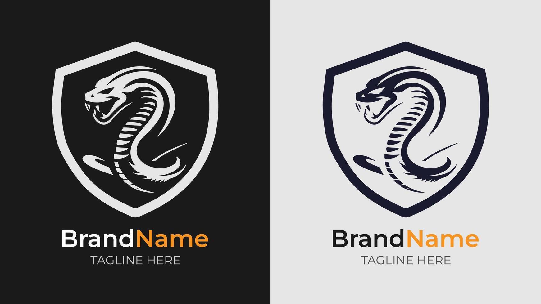 Stylized logo of a furious cobra snake, perfect for creating a strong brand presence with a minimalist design vector