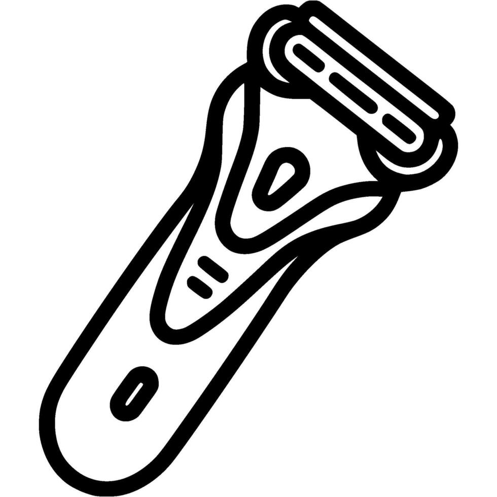 Cordless hair shaver doodle icon. Professional hair removal device. Simple minimalistic symbol in black on white background vector