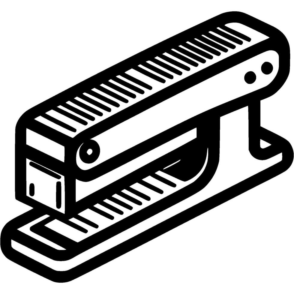 Stationery stapler for fastening paper doodle icon. Office stationery. Simple minimalistic symbol in black on white background vector