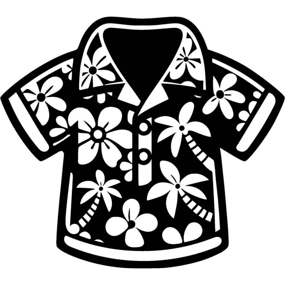 Tropical denim shirt in monochrome. Simple minimalistic in black ink drawing on white background vector