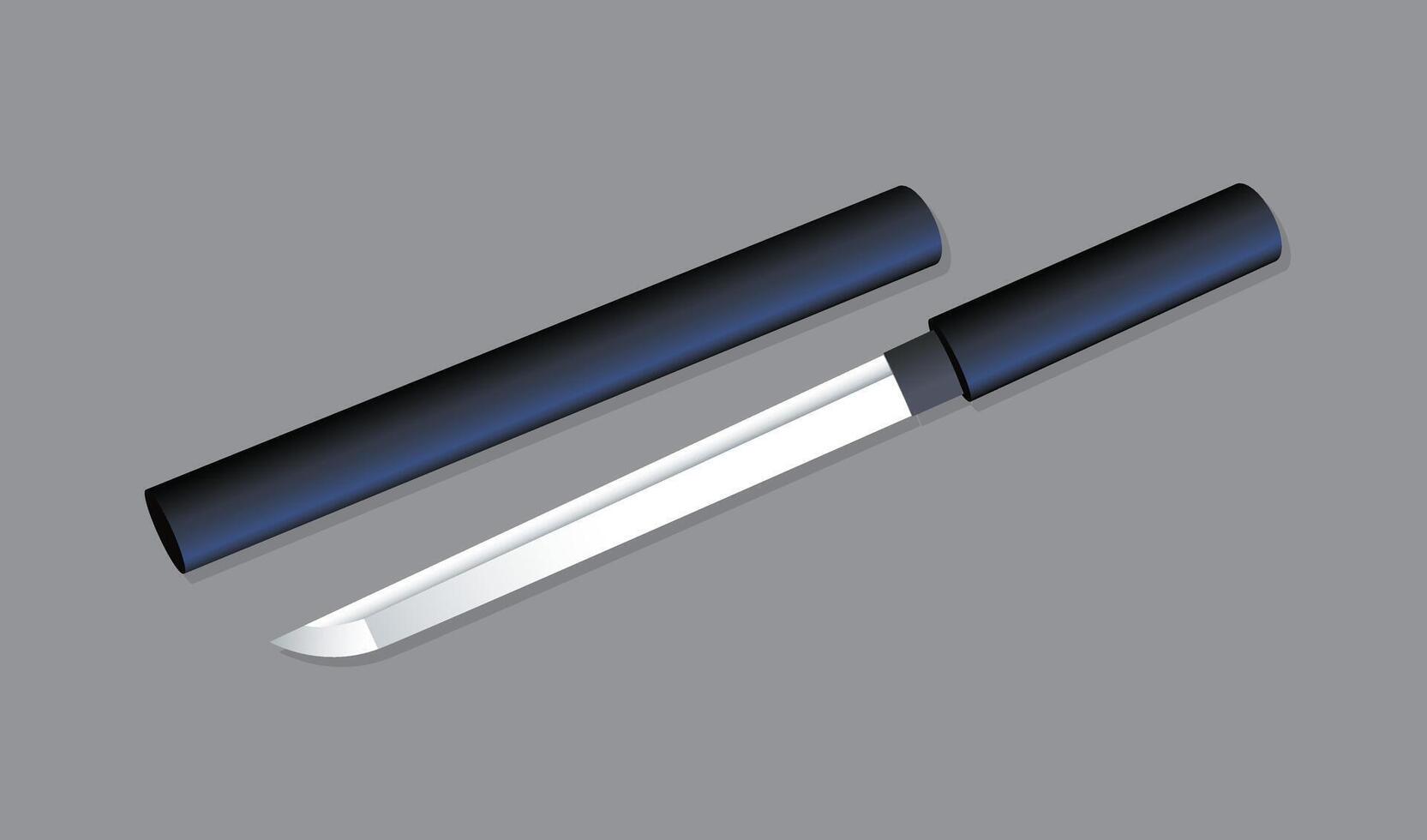 Japanese short sword, realistic 3d illustration vector