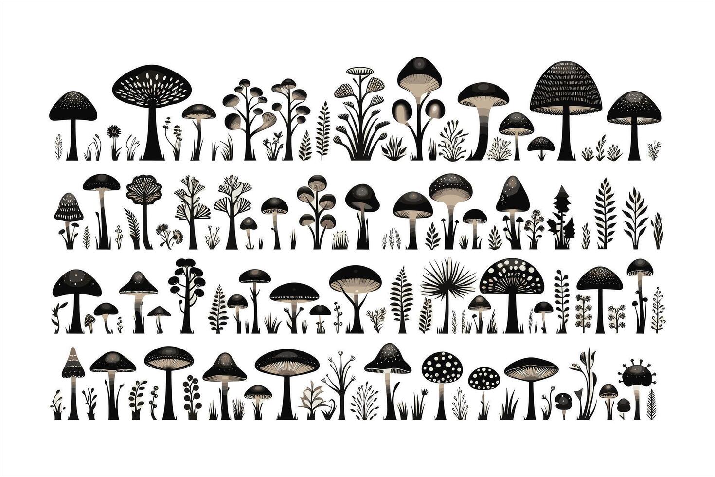 Mushroom silhouette on white background vector