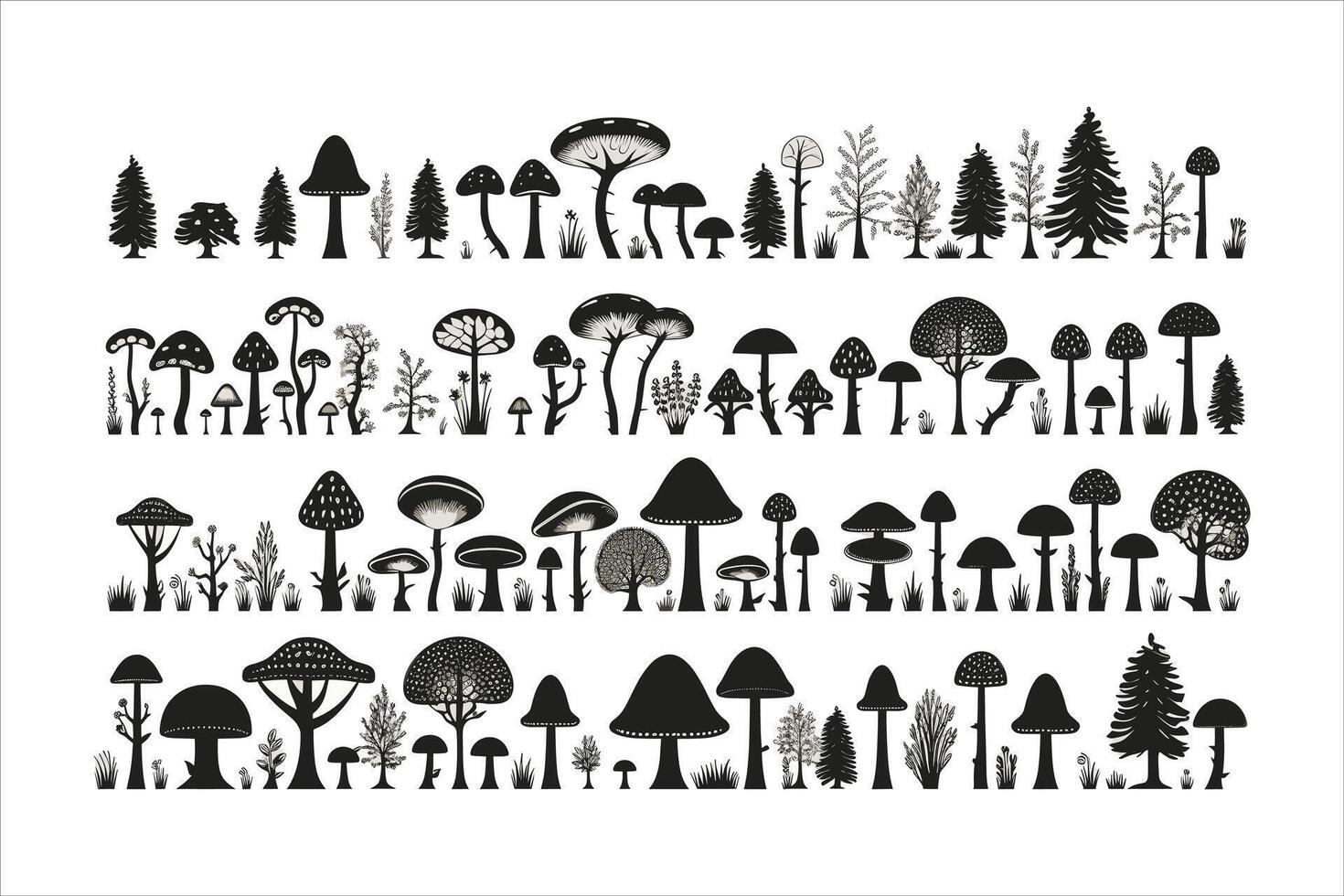 Mushroom silhouette on white background vector