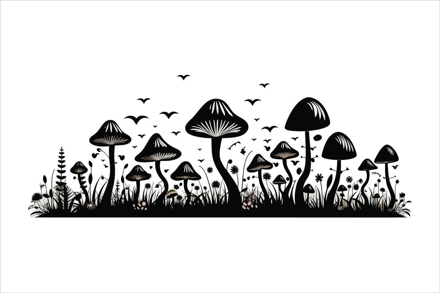 Mushroom silhouette on white background vector