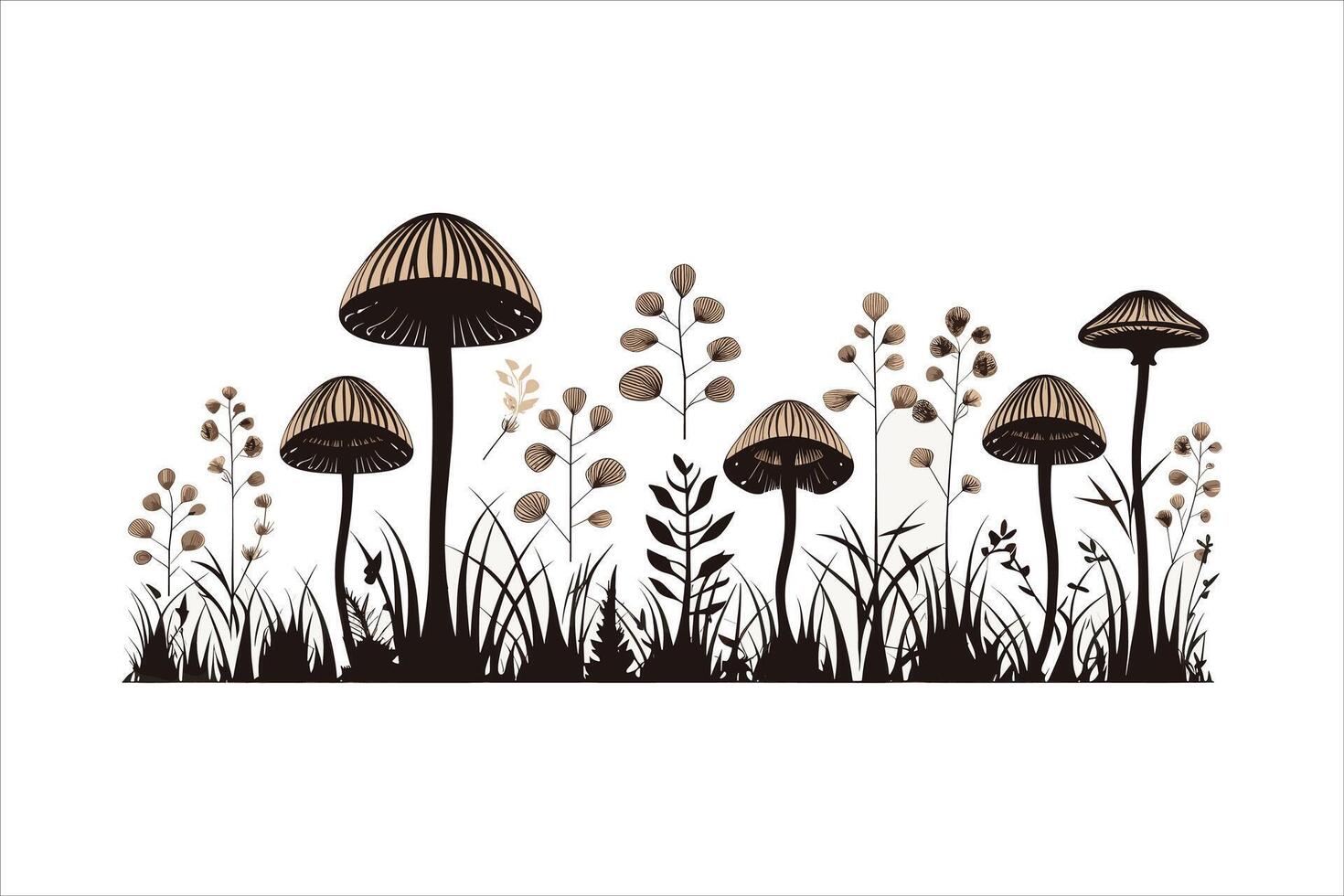 Mushroom silhouette on white background vector